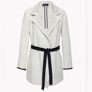 Theory Tweed Relaxed Open Front Pockets Belted Casual Women's Jacket Size XS.